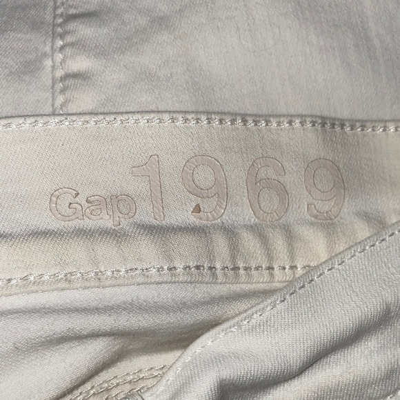 GAP 1969 mid rise stretch denim legging white 5 pocket button zipper size 27 - Picture 7 of 15